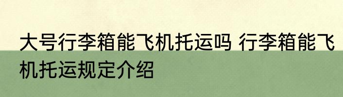 大号行李箱能飞机托运吗 行李箱能飞机托运规定介绍