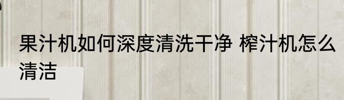果汁机如何深度清洗干净 榨汁机怎么清洁