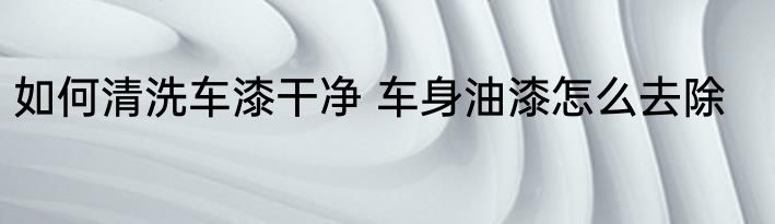 如何清洗车漆干净 车身油漆怎么去除