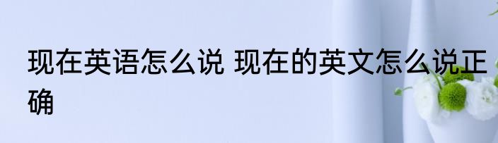 现在英语怎么说 现在的英文怎么说正确