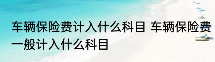 车辆保险费计入什么科目 车辆保险费一般计入什么科目