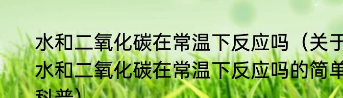 水和二氧化碳在常温下反应吗（关于水和二氧化碳在常温下反应吗的简单科普）