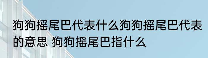 狗狗摇尾巴代表什么狗狗摇尾巴代表的意思 狗狗摇尾巴指什么