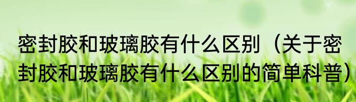 密封胶和玻璃胶有什么区别（关于密封胶和玻璃胶有什么区别的简单科普）