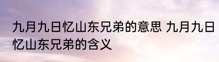九月九日忆山东兄弟的意思 九月九日忆山东兄弟的含义