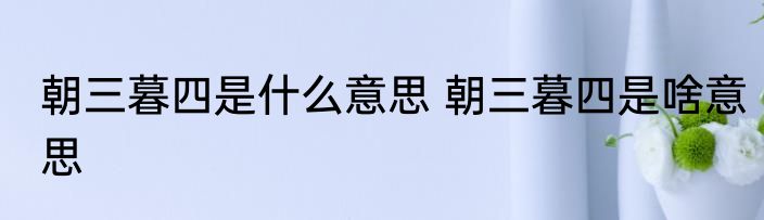 朝三暮四是什么意思 朝三暮四是啥意思