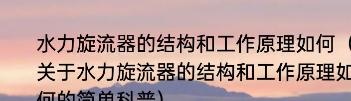 水力旋流器的结构和工作原理如何（关于水力旋流器的结构和工作原理如何的简单科普）