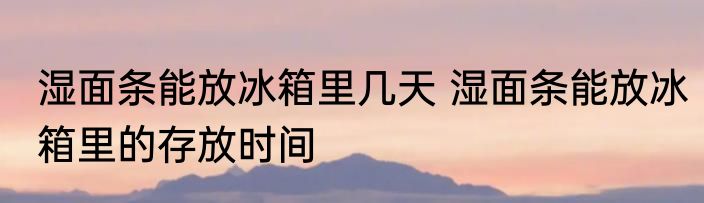 湿面条能放冰箱里几天 湿面条能放冰箱里的存放时间