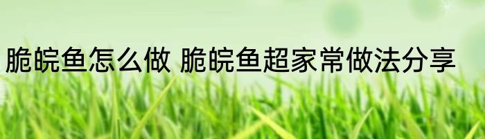 脆皖鱼怎么做 脆皖鱼超家常做法分享