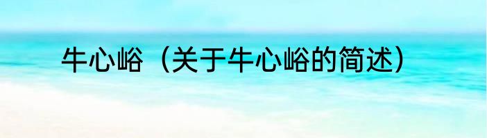 牛心峪（关于牛心峪的简述）