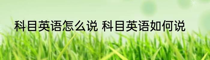 科目英语怎么说 科目英语如何说