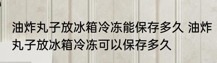 油炸丸子放冰箱冷冻能保存多久 油炸丸子放冰箱冷冻可以保存多久