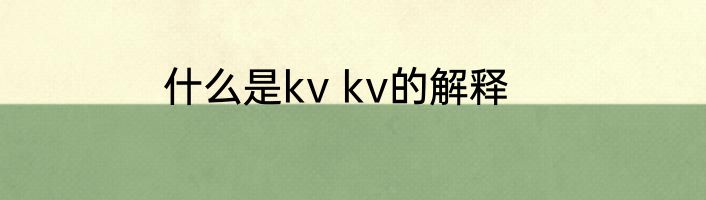 什么是kv kv的解释