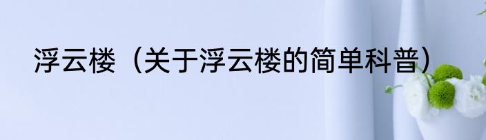 浮云楼（关于浮云楼的简单科普）