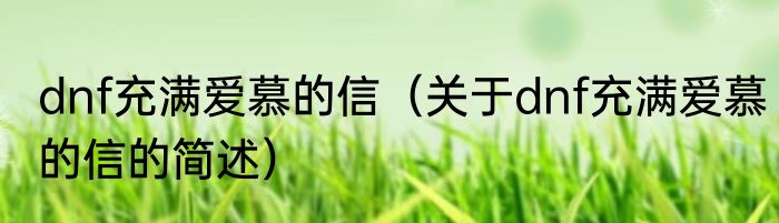 dnf充满爱慕的信（关于dnf充满爱慕的信的简述）
