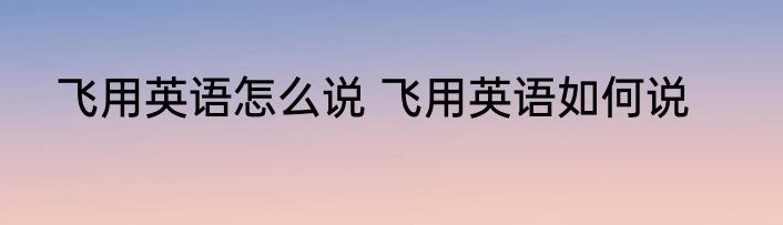 飞用英语怎么说 飞用英语如何说