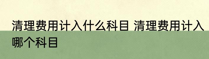 清理费用计入什么科目 清理费用计入哪个科目