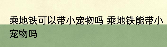 乘地铁可以带小宠物吗 乘地铁能带小宠物吗