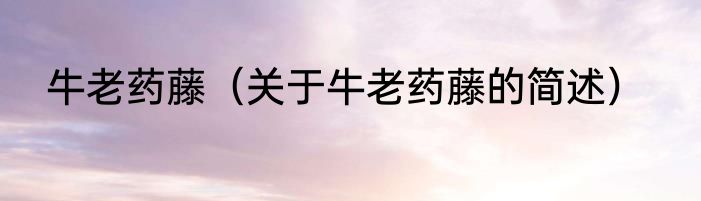 牛老药藤（关于牛老药藤的简述）