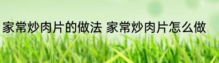 家常炒肉片的做法 家常炒肉片怎么做