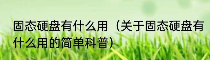 固态硬盘有什么用（关于固态硬盘有什么用的简单科普）