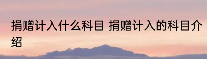捐赠计入什么科目 捐赠计入的科目介绍