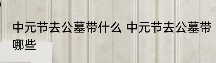 中元节去公墓带什么 中元节去公墓带哪些