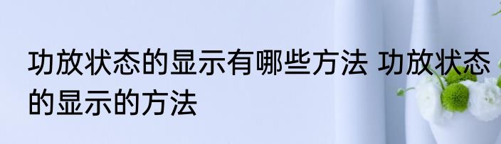 功放状态的显示有哪些方法 功放状态的显示的方法