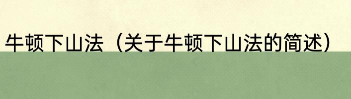 牛顿下山法（关于牛顿下山法的简述）