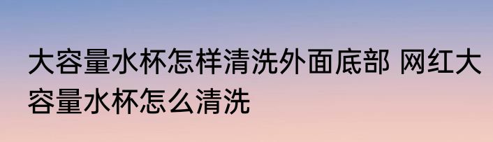 大容量水杯怎样清洗外面底部 网红大容量水杯怎么清洗