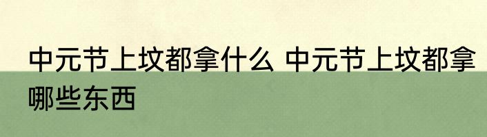 中元节上坟都拿什么 中元节上坟都拿哪些东西