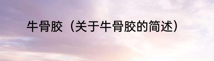 牛骨胶（关于牛骨胶的简述）