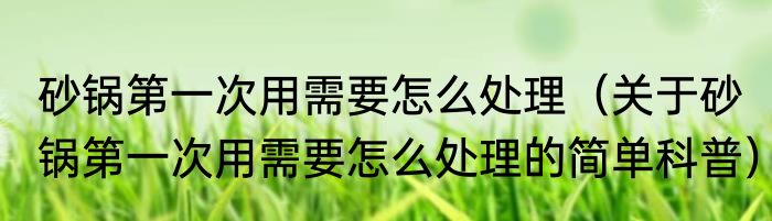 砂锅第一次用需要怎么处理（关于砂锅第一次用需要怎么处理的简单科普）