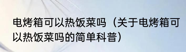 电烤箱可以热饭菜吗（关于电烤箱可以热饭菜吗的简单科普）