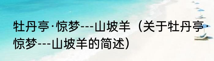 牡丹亭·惊梦---山坡羊（关于牡丹亭·惊梦---山坡羊的简述）