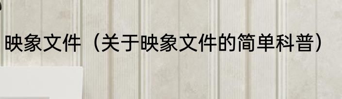 映象文件（关于映象文件的简单科普）