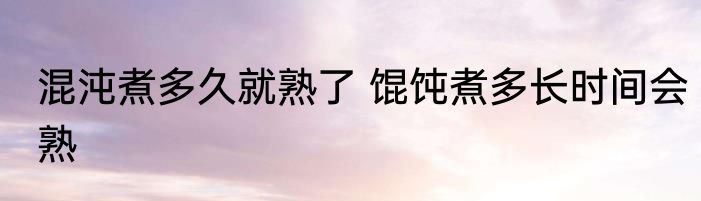 混沌煮多久就熟了 馄饨煮多长时间会熟