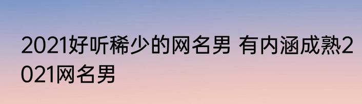 2021好听稀少的网名男 有内涵成熟2021网名男