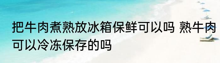 把牛肉煮熟放冰箱保鲜可以吗 熟牛肉可以冷冻保存的吗