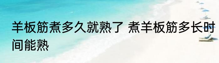 羊板筋煮多久就熟了 煮羊板筋多长时间能熟