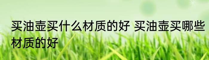 买油壶买什么材质的好 买油壶买哪些材质的好