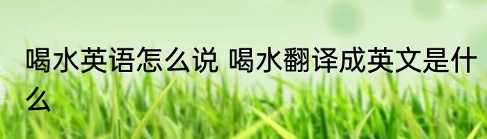 喝水英语怎么说 喝水翻译成英文是什么