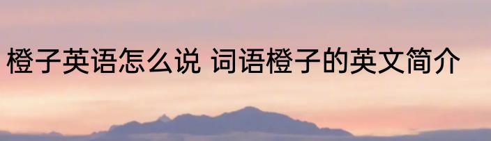 橙子英语怎么说 词语橙子的英文简介