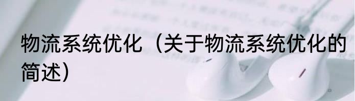 物流系统优化（关于物流系统优化的简述）