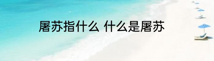 屠苏指什么 什么是屠苏