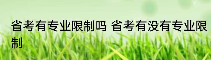 省考有专业限制吗 省考有没有专业限制