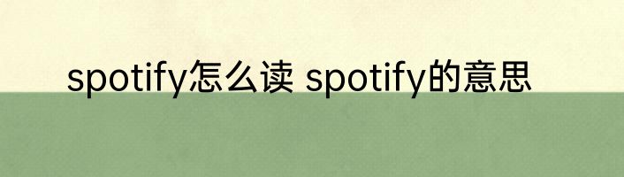 spotify怎么读 spotify的意思