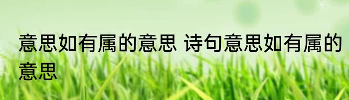 意思如有属的意思 诗句意思如有属的意思