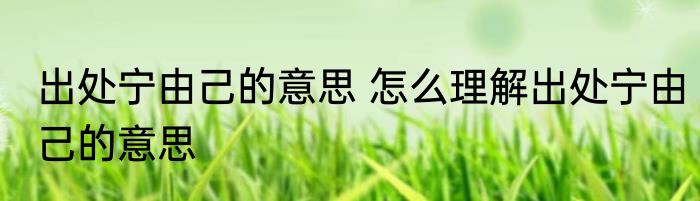 出处宁由己的意思 怎么理解出处宁由己的意思