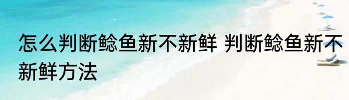 怎么判断鲶鱼新不新鲜 判断鲶鱼新不新鲜方法